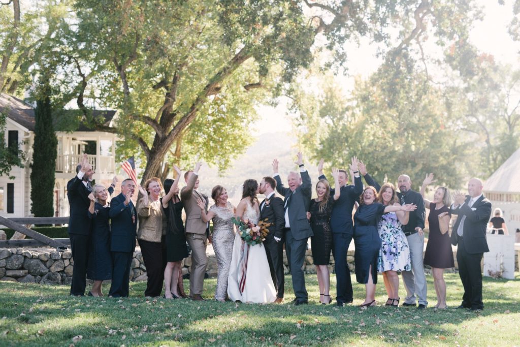 Families celebrate with the newlyweds
