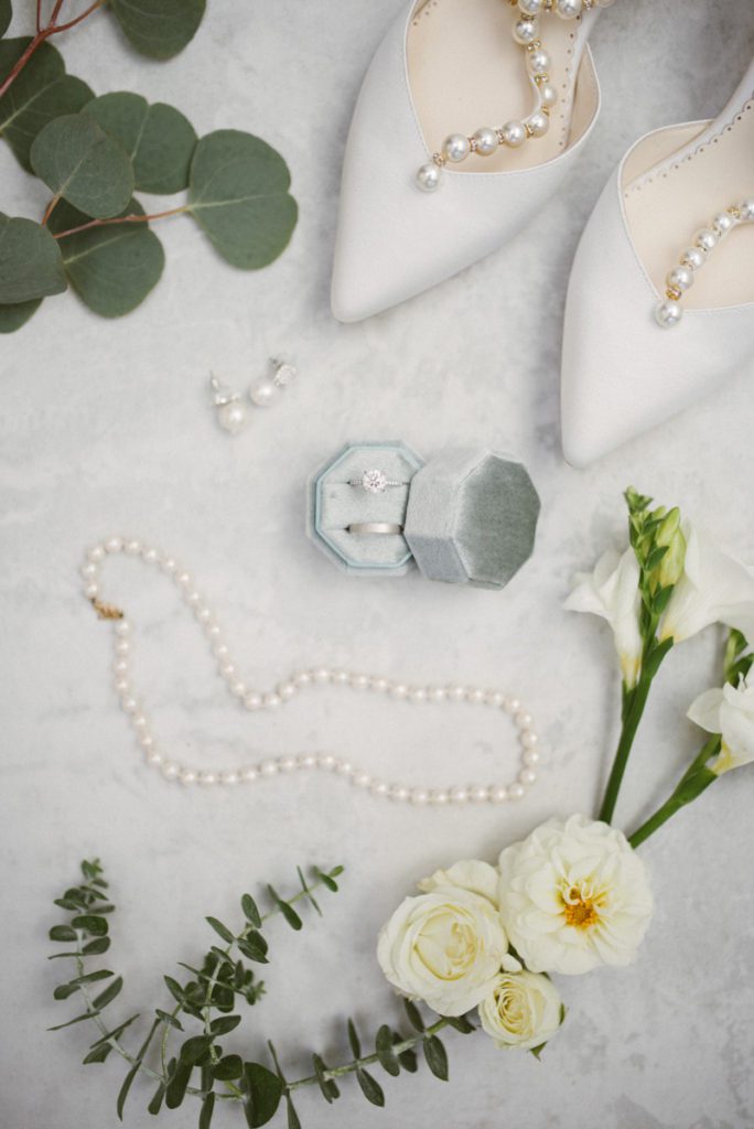 bride details san luis obispo wedding pearl shoes pearl necklace