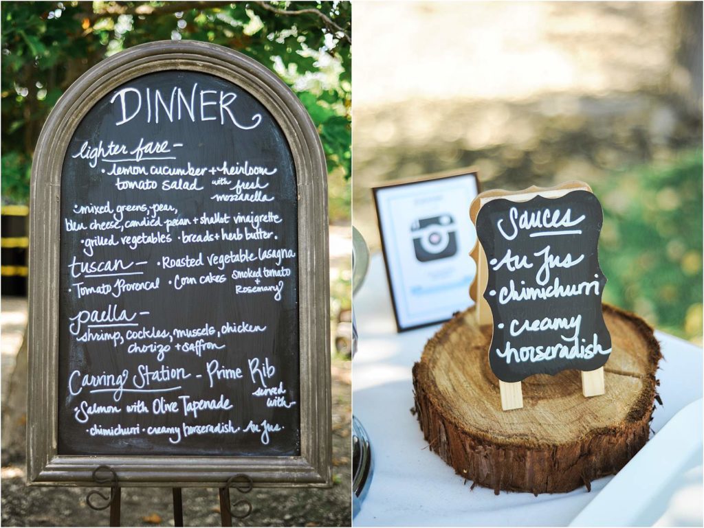 Dinner menu at Hartley Farm Wedding by Paso Robles Wedding photographer Yvonne Goll Photography