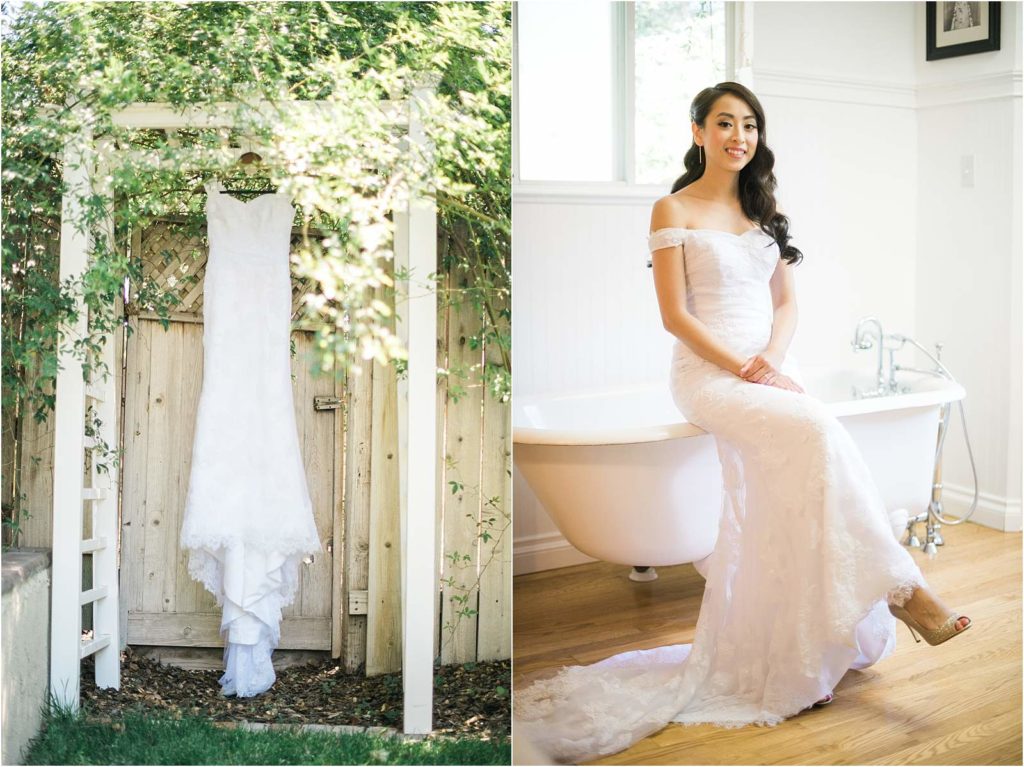 Bride's dress at Hartley Farm Wedding by San Luis Obispo Wedding photographer Yvonne Goll Photography