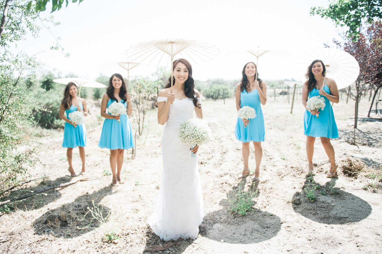 Spaced Bridesmaids at Hartley Farm Wedding by San Luis Obispo Wedding photographer Yvonne Goll Photography