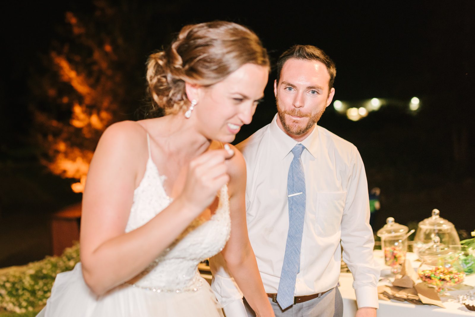 Bride and Groom laughing at Limoneira Ranch Wedding by SLO Wedding Photographer Yvonne Goll Photography